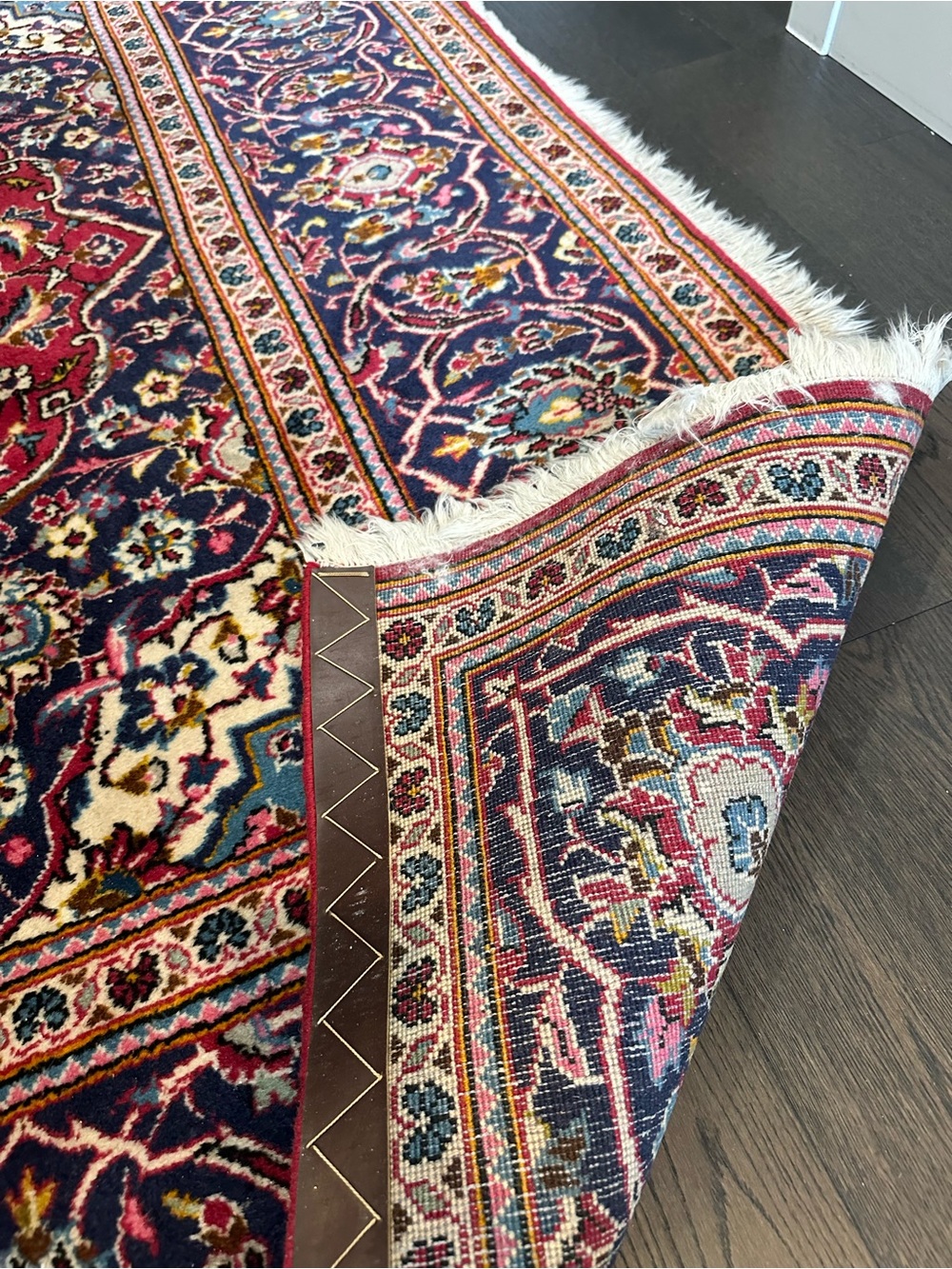 Navy and Red Persian-Style Area Rug - Brand Unspecified